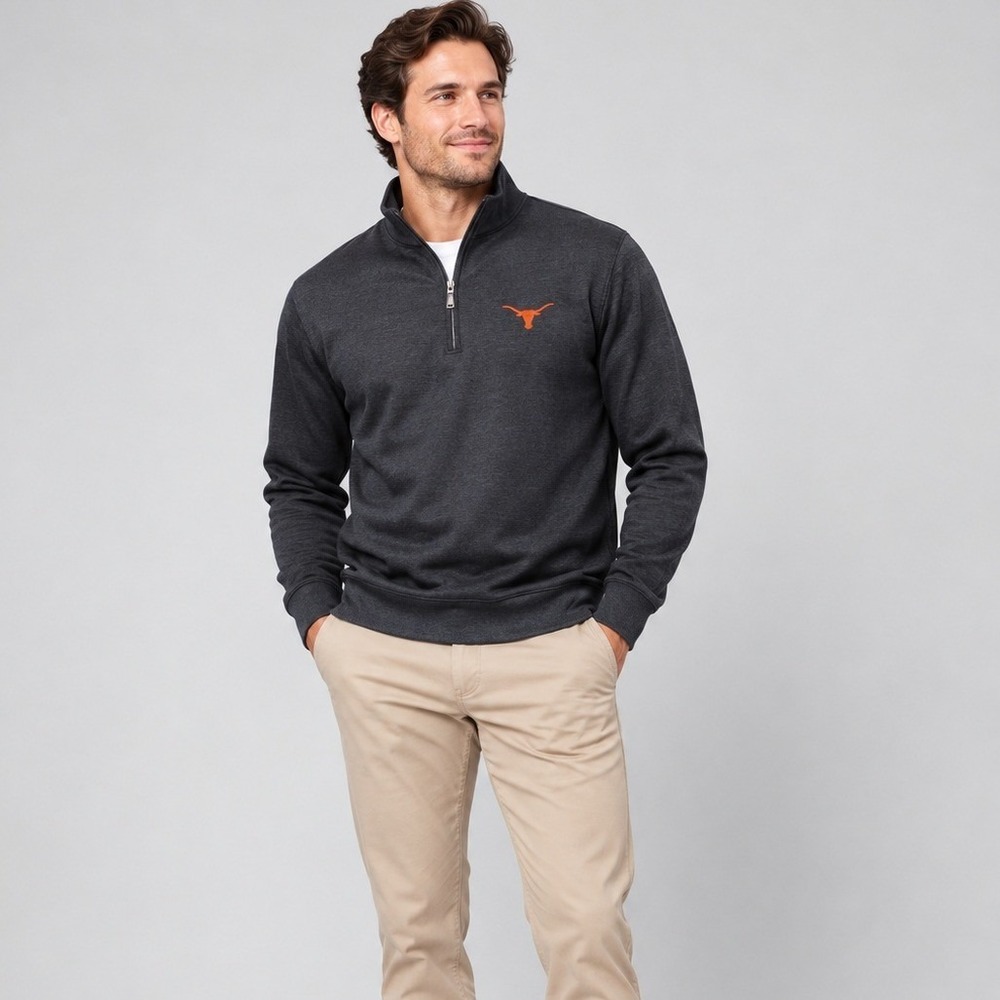 Peter Millar Quarter Zip Pullover Mens XXL Black Texas Longhorns Logo